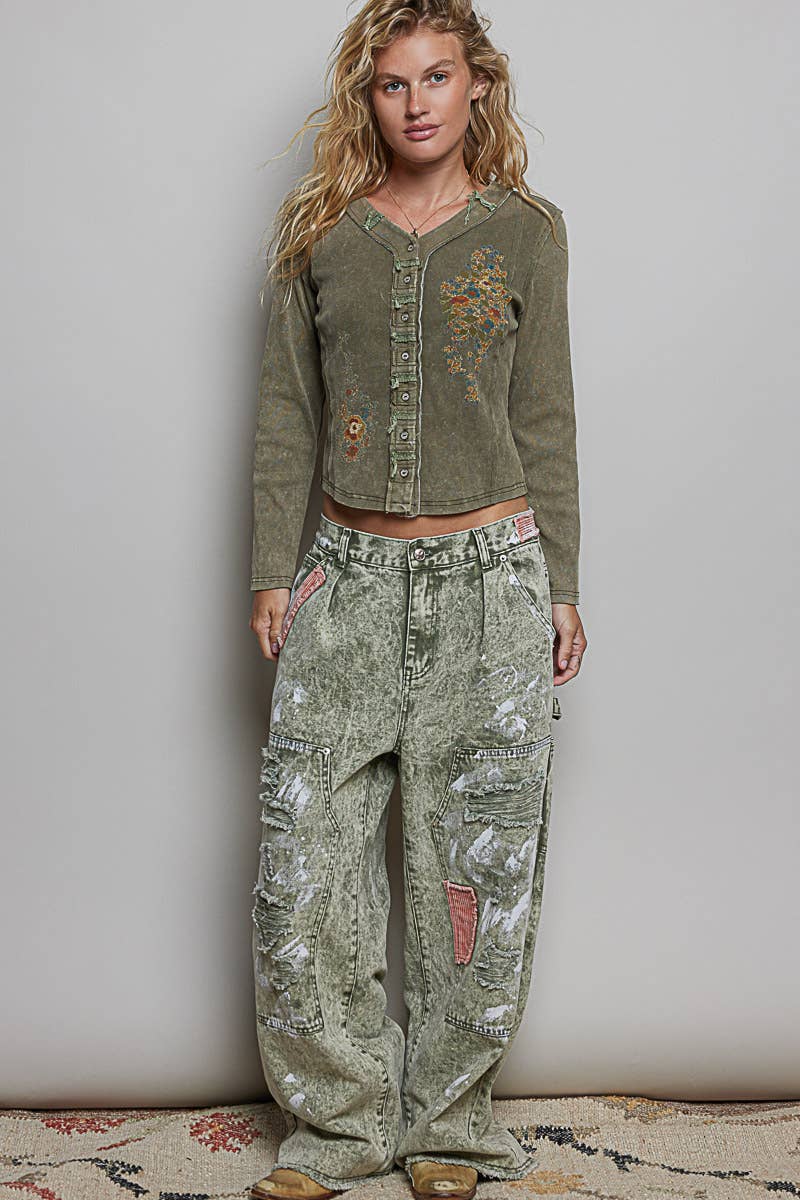 POL: Printed Ribbed Top