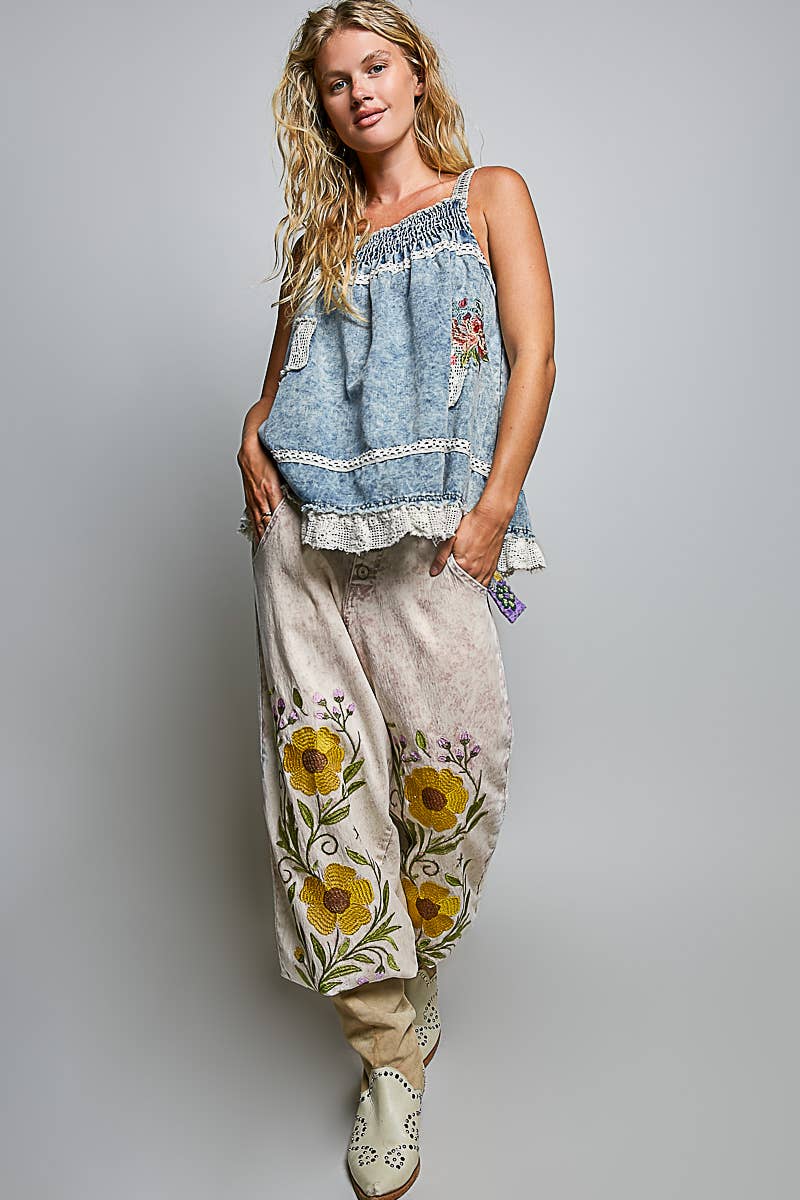 POL:  Denim Patch Top