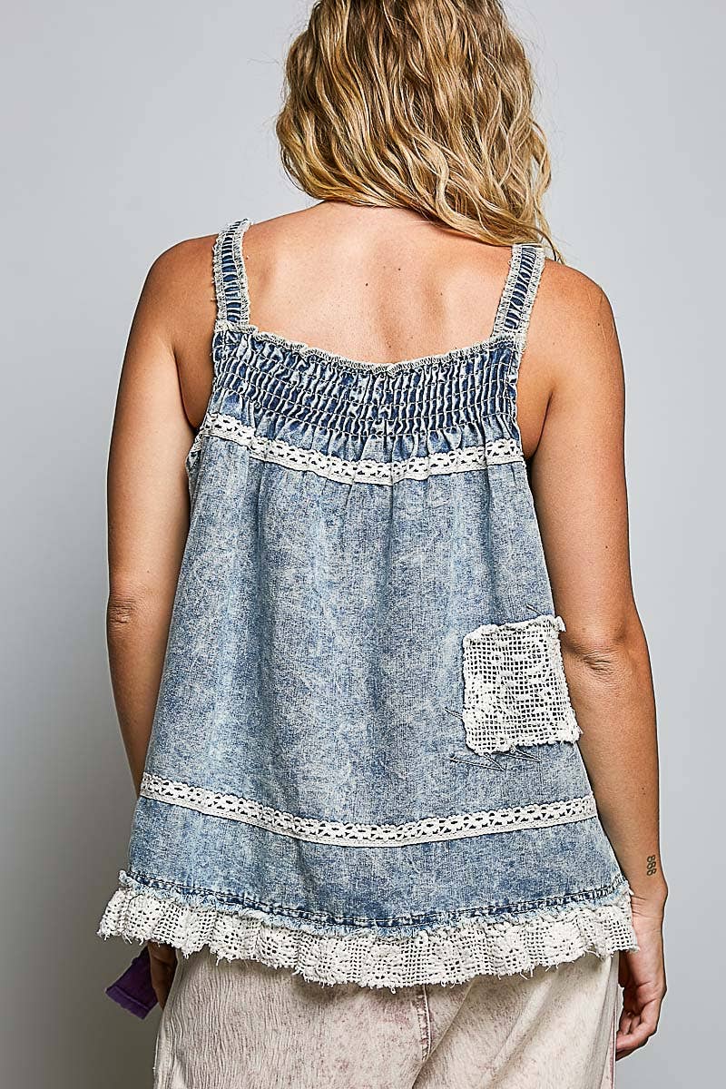 POL:  Denim Patch Top
