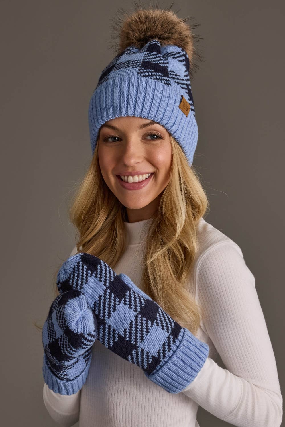 Blue Plaid Mittens