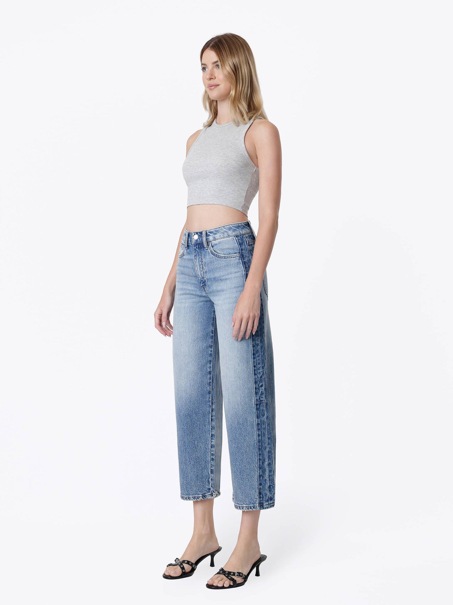 Side Stripe Barrel Jeans