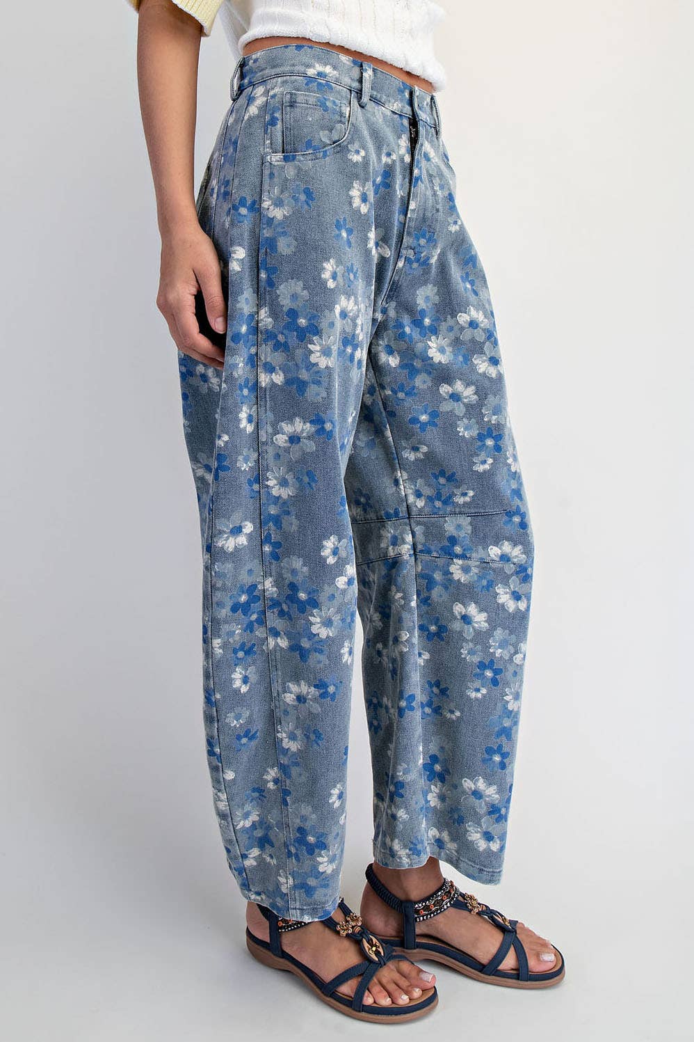 GOOD LUCK PRINTED BARREL JEANS