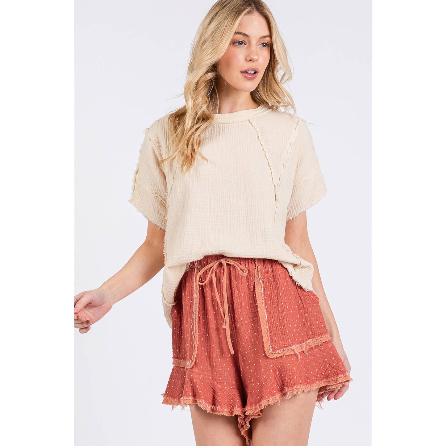 Boho Textured Dot Shorts