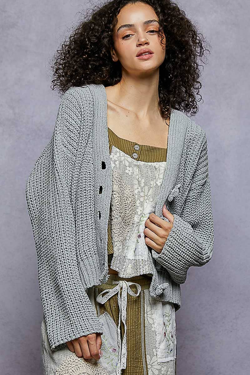 Pol: Flower Button Cardi