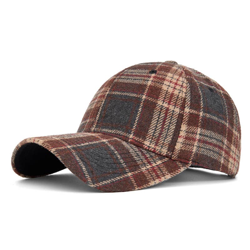 Woolen Blend Plaid Hat