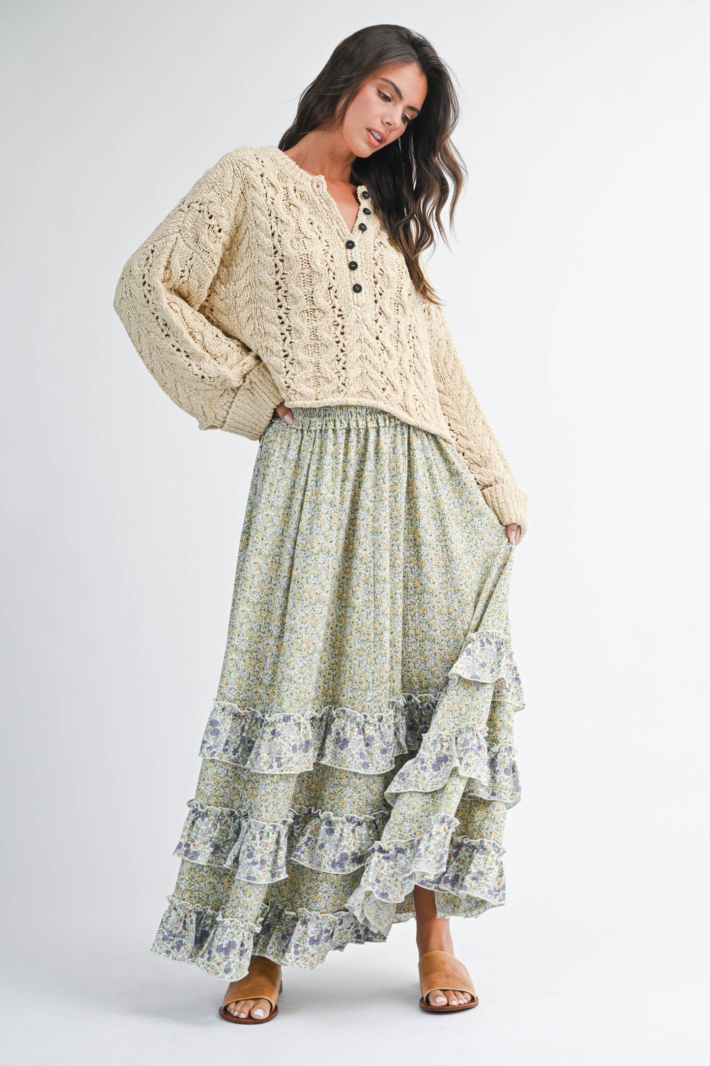 Cropped Henley  Sweater