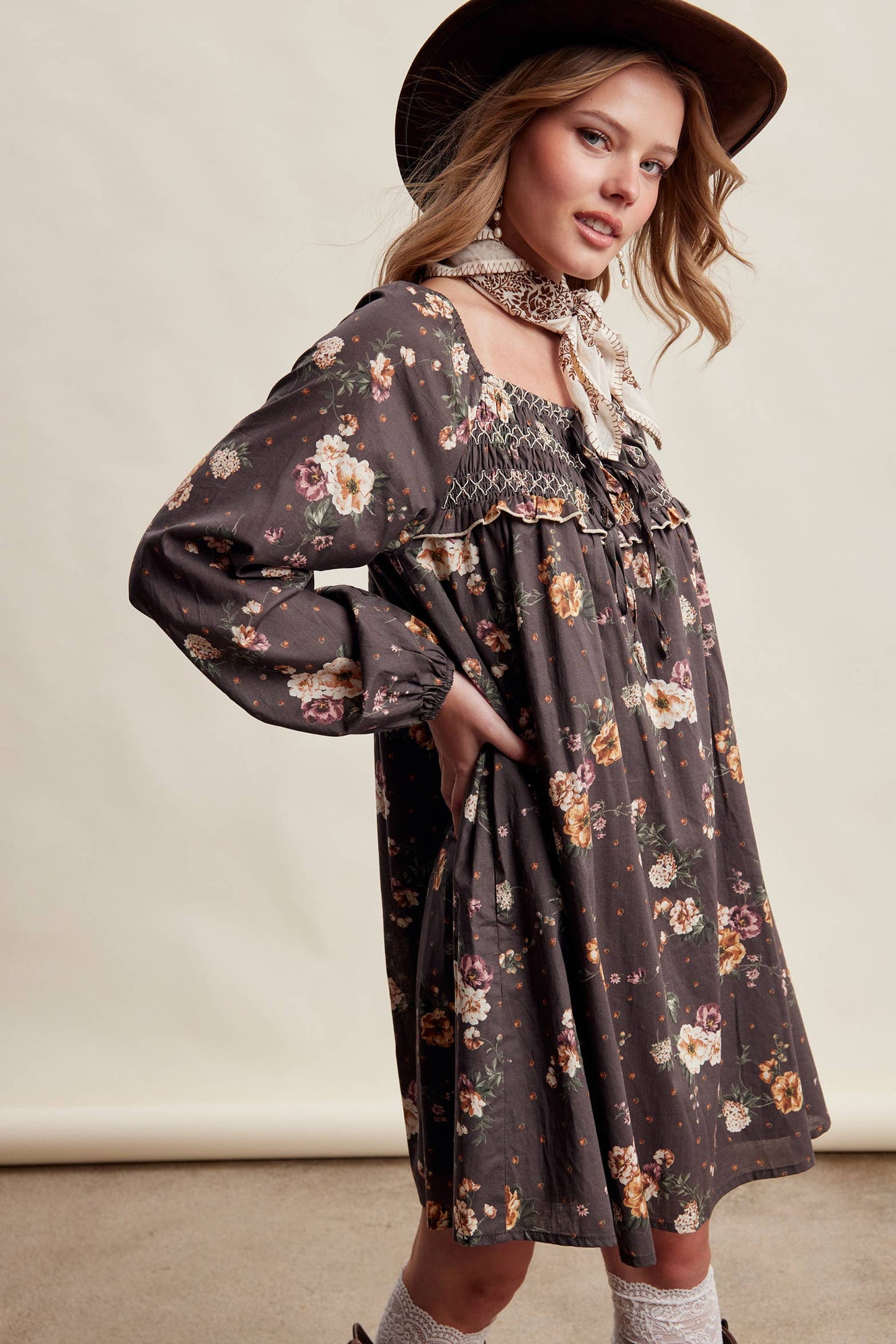 Smocked Floral Dress