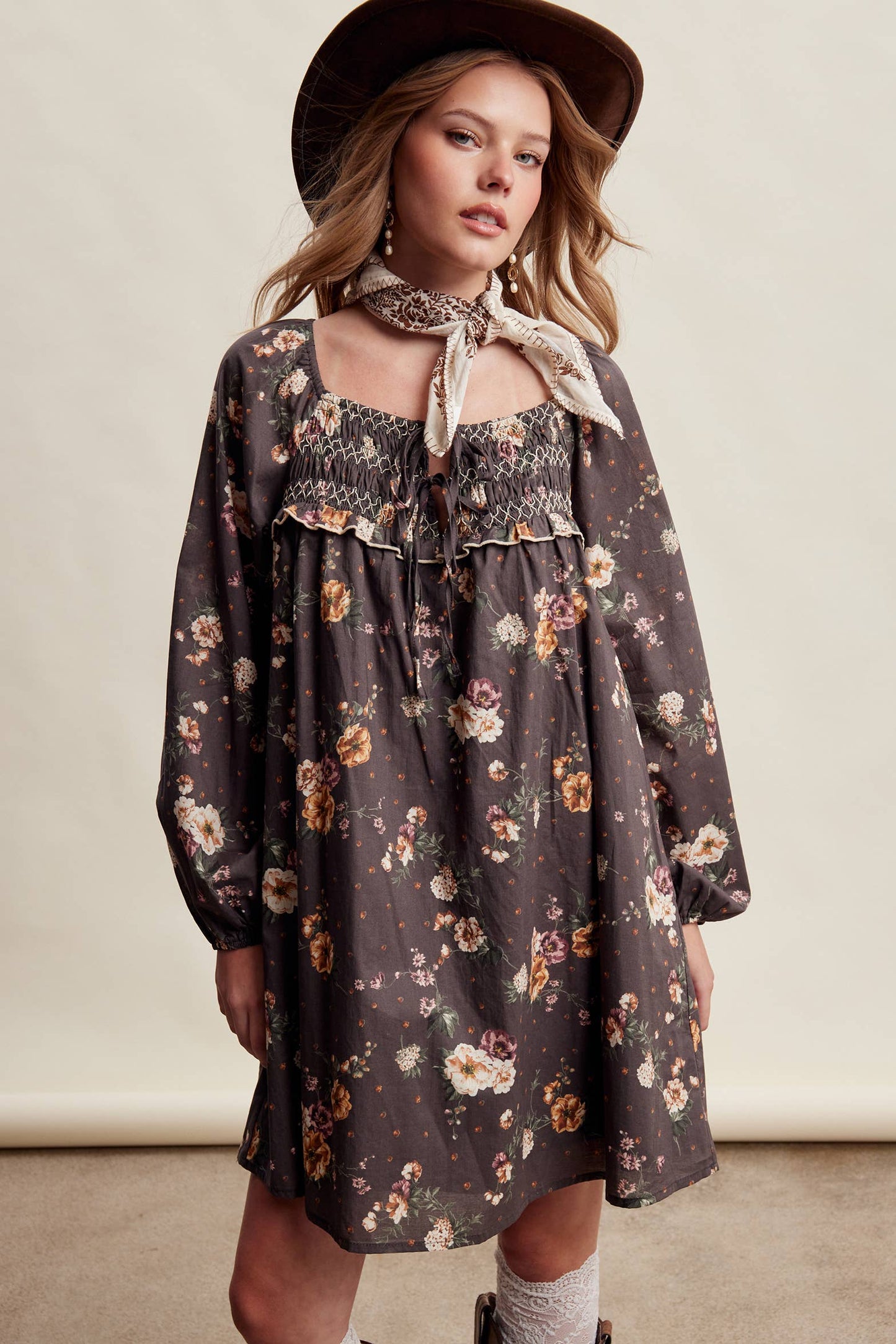 Smocked Floral Dress