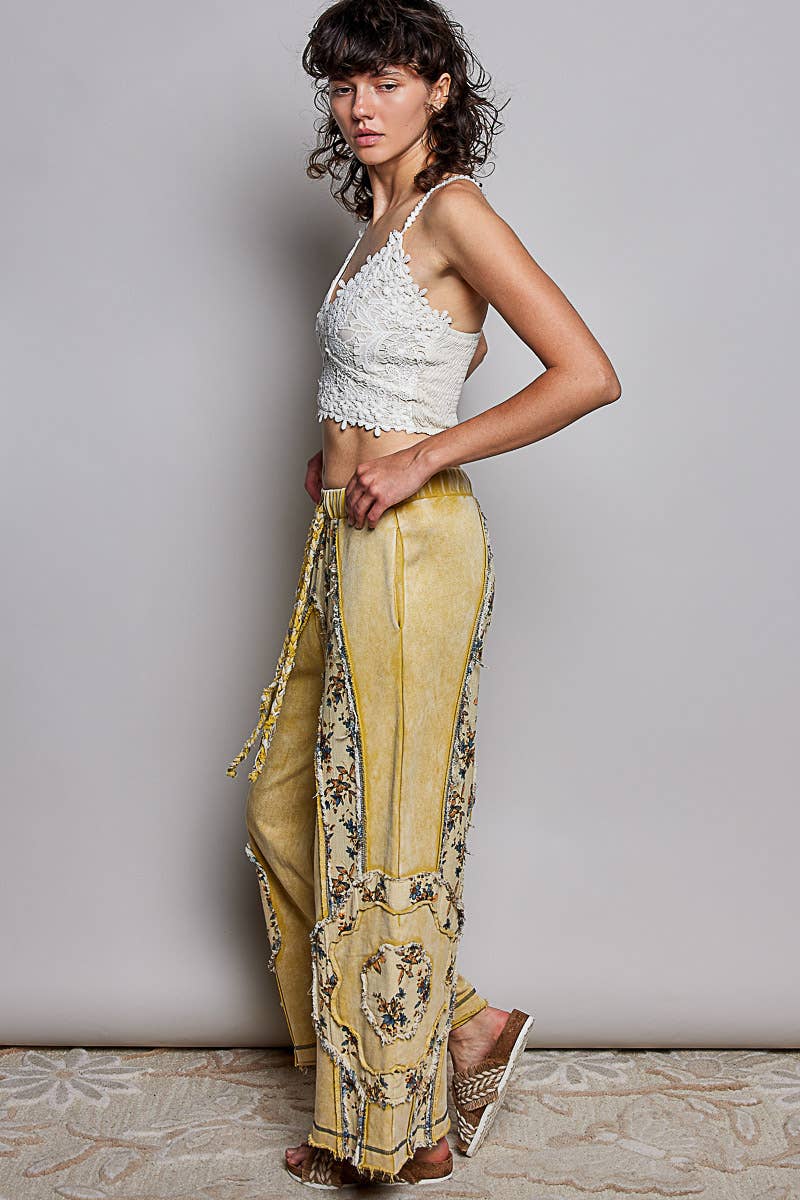 Floral Patch Wide Leg Pants