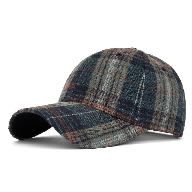 Woolen Blend Plaid Hat
