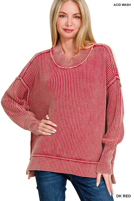 Washed Side Slit Sweater