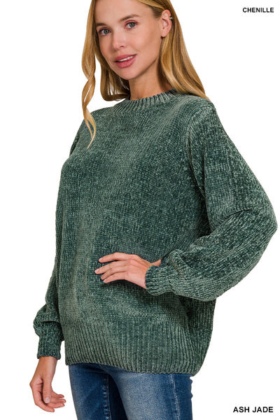 Balloon Sleeve Chenille Sweater