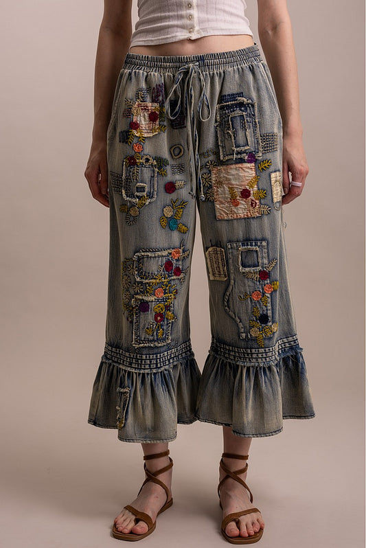 Denim Patch Pants