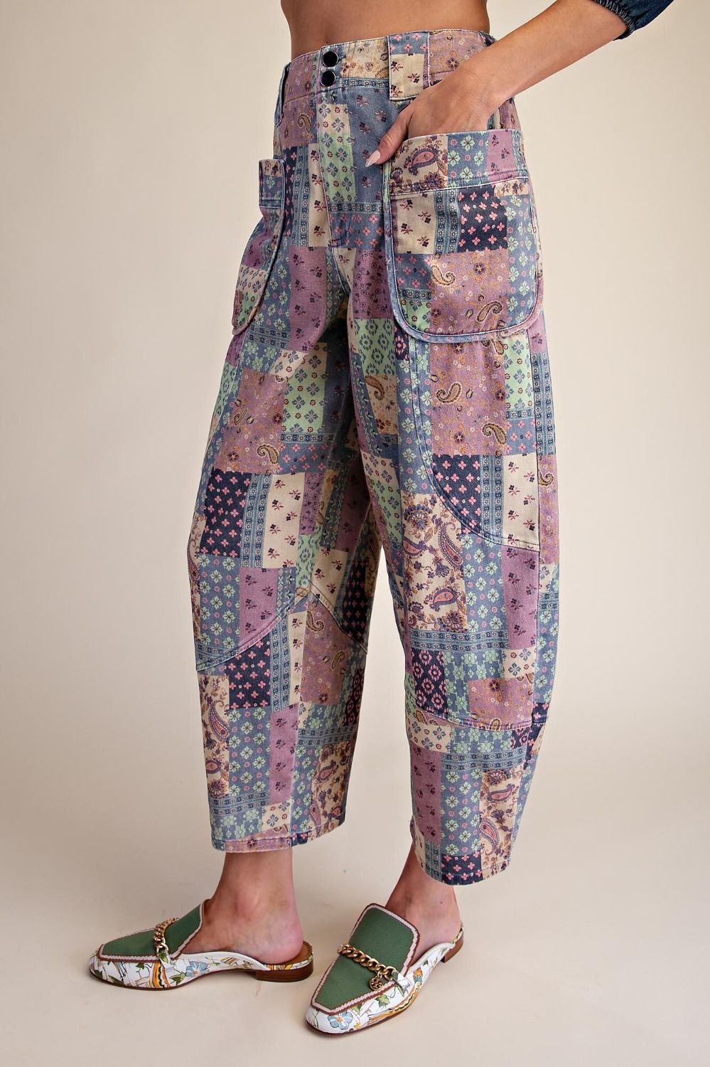Patchwork Print Pants