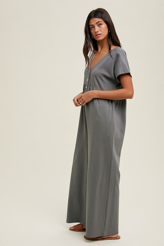 Button Front Jumpsuit