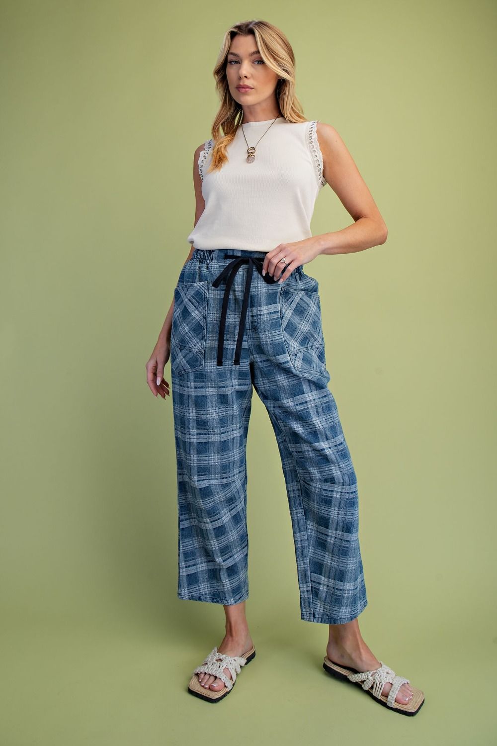 Plaid Pattern Jeans