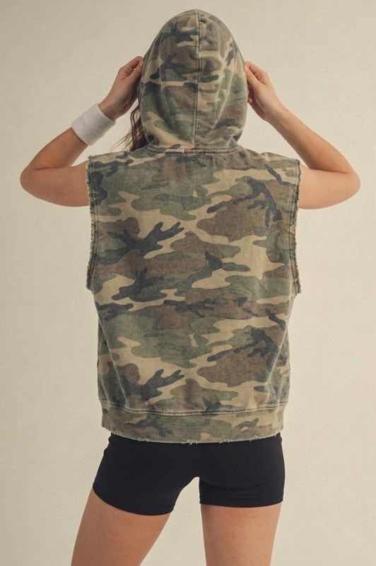 Camo Sleeveless Hoodie
