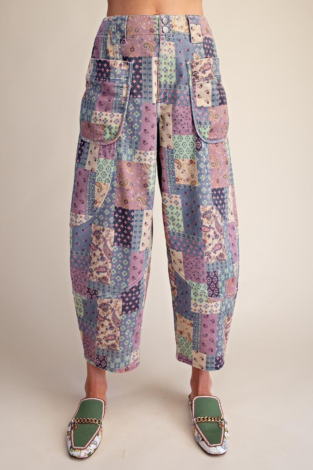 Patchwork Print Pants
