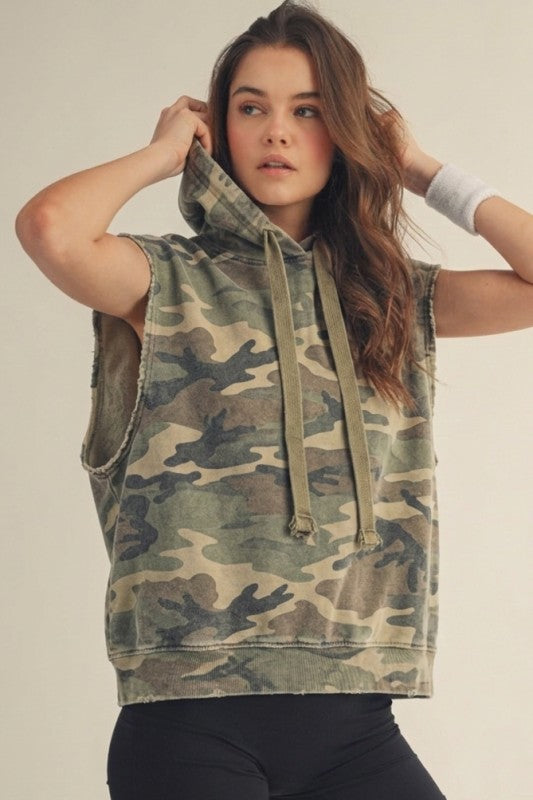 Camo Sleeveless Hoodie