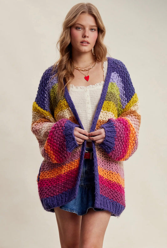 Rainbow Hand Crochet Cardi