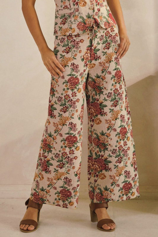 Floral Jacquard Pants