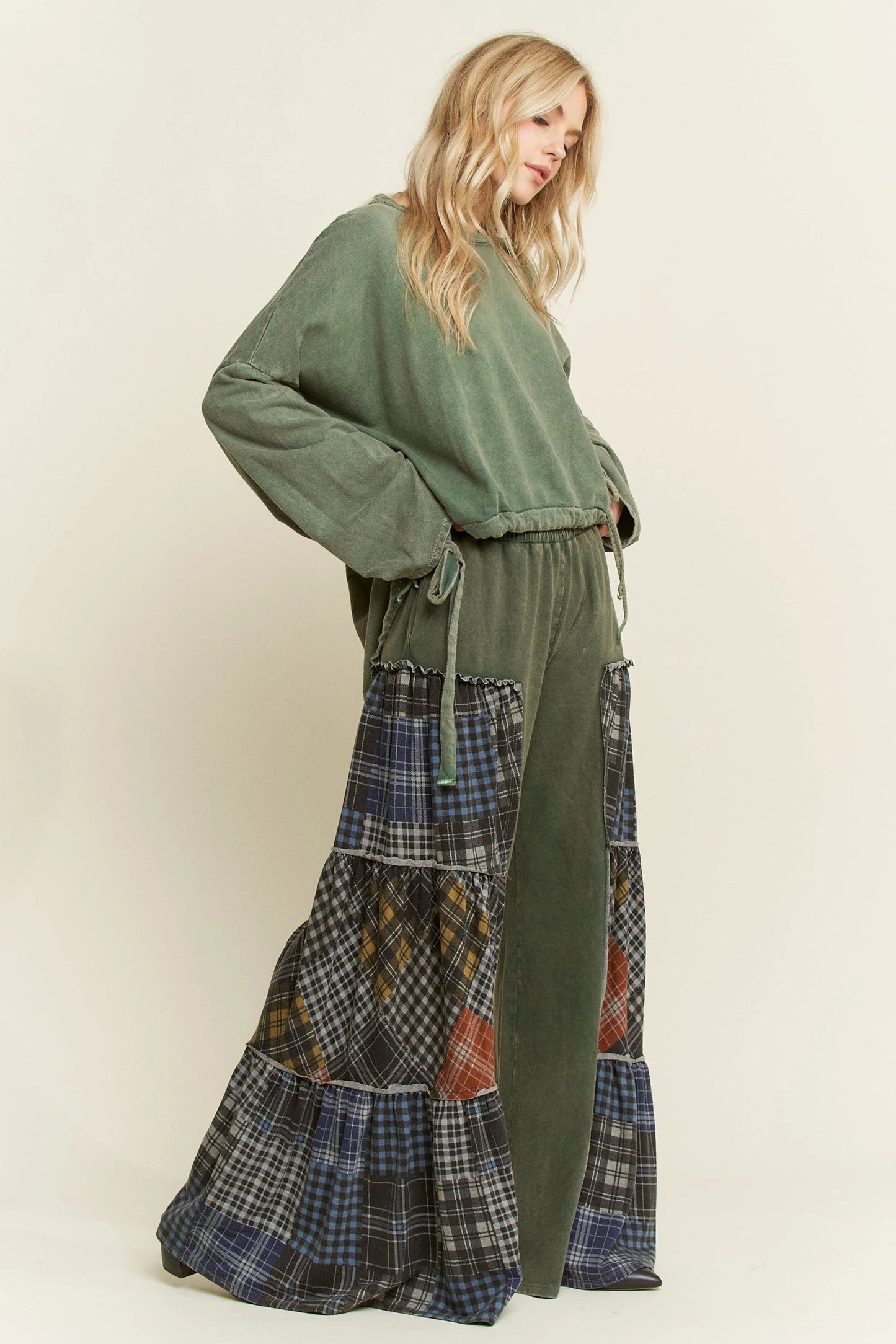 Plaid Wide Leg Pants