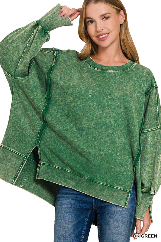 Hi-Low Exposed Seam Sweatshirt