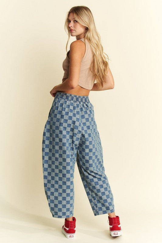 Checkered Barrel Jeans