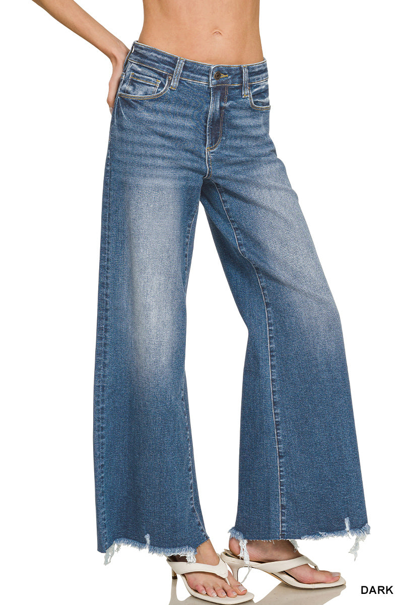 Raw Hem Flare Jeans