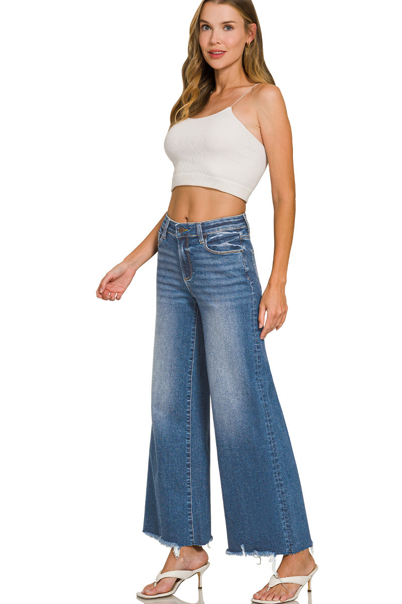 Raw Hem Flare Jeans