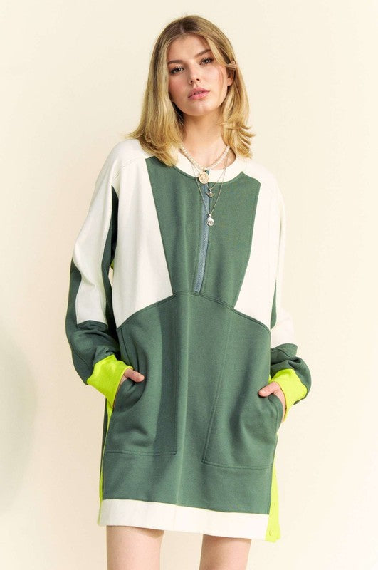 Blocked Sweatshirt Dress