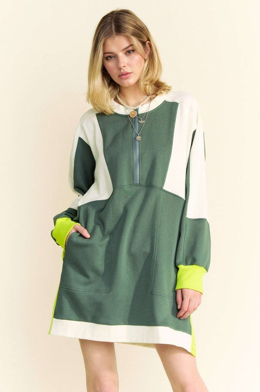 Blocked Sweatshirt Dress