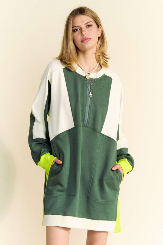 Blocked Sweatshirt Dress