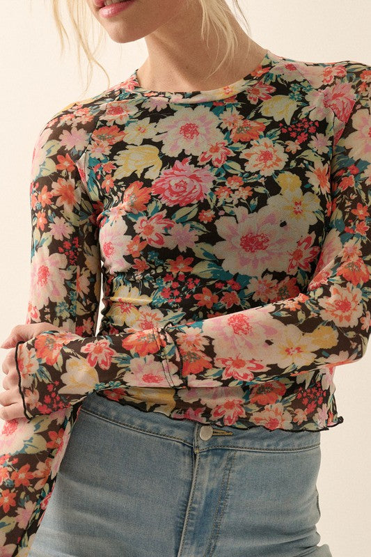 Floral Mesh Top