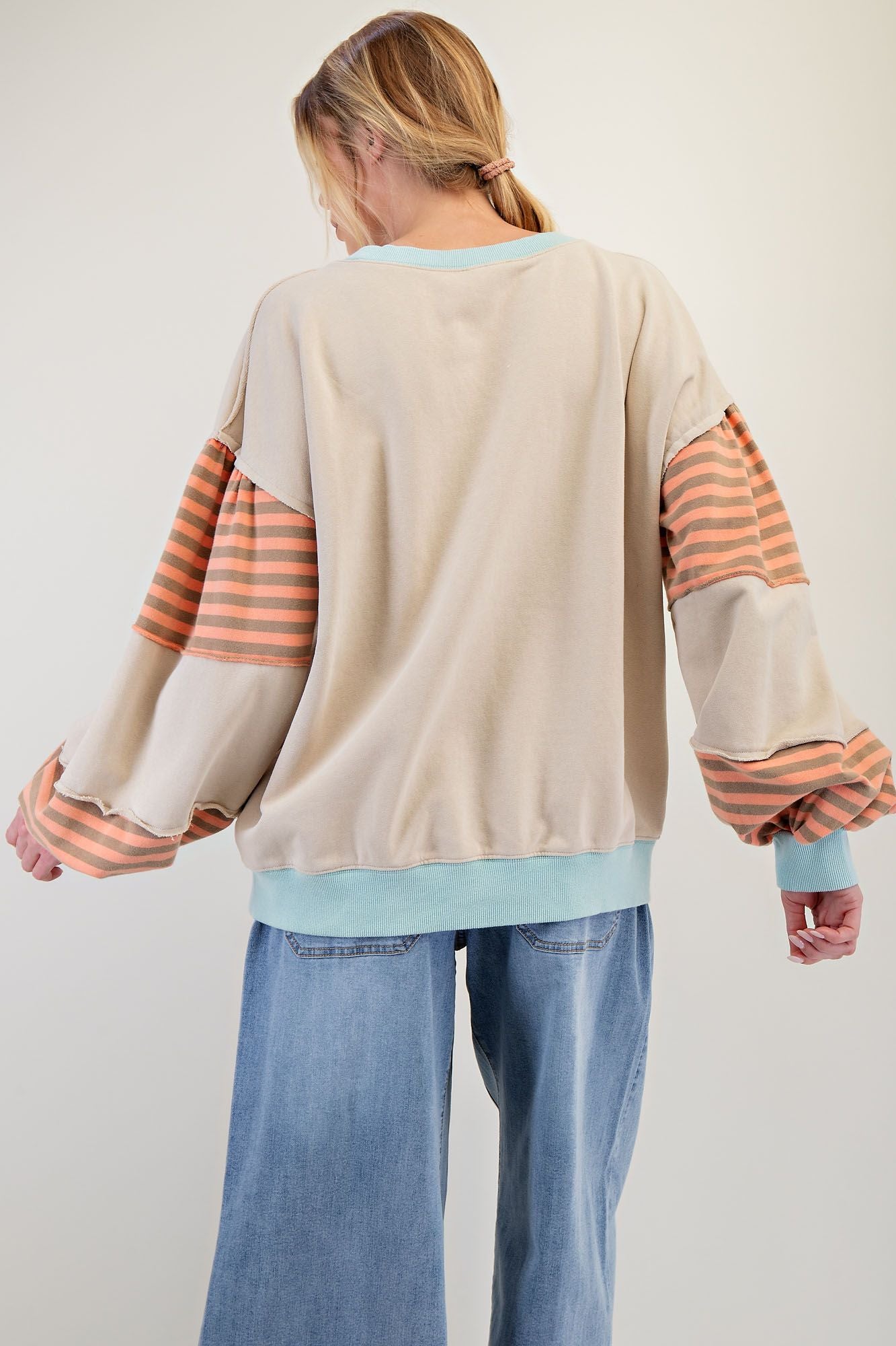 Mixed Terry Striped Top