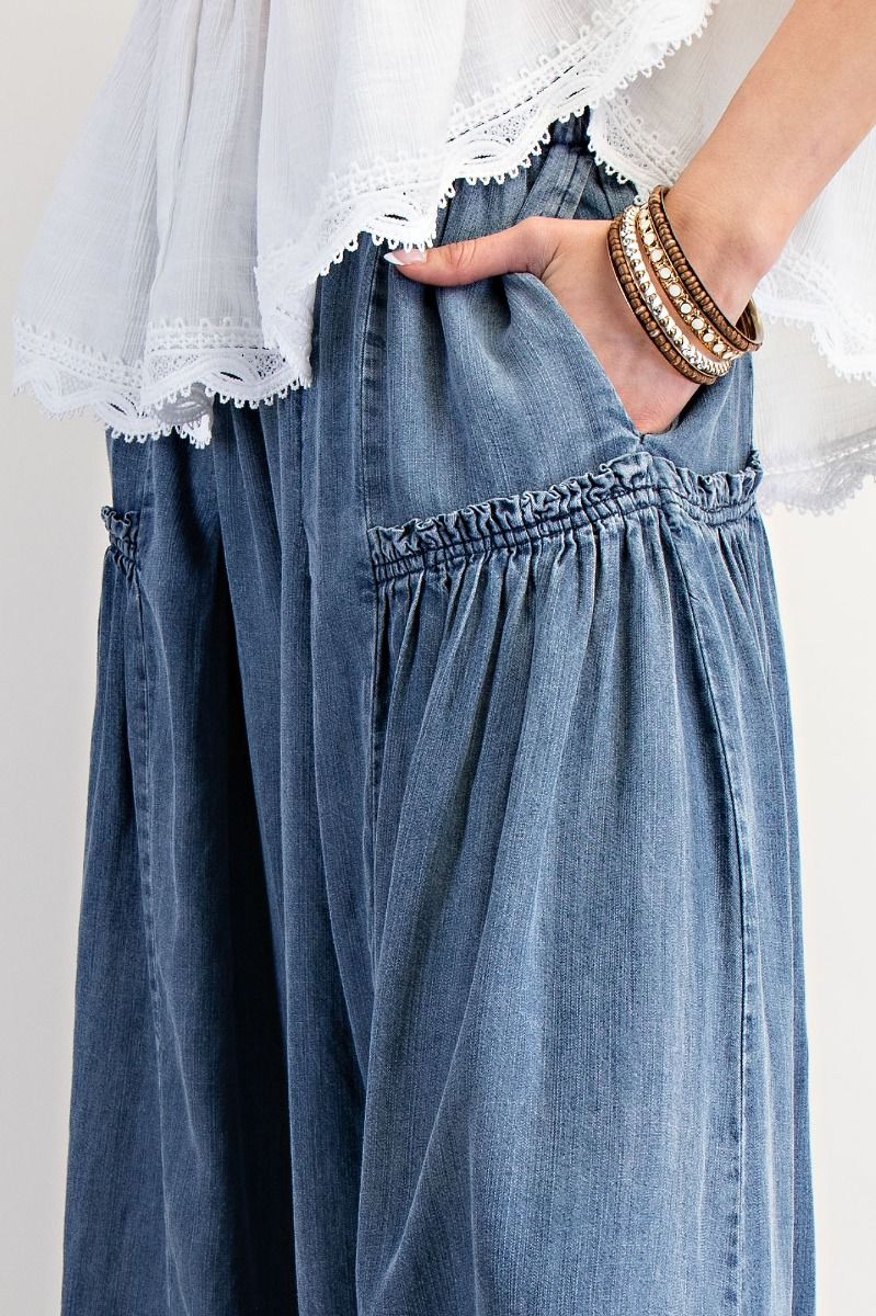 Chambray Palazzo Pants