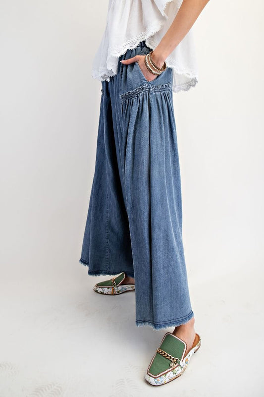 Chambray Palazzo Pants