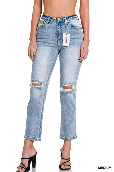 Distressed Cropped Denim