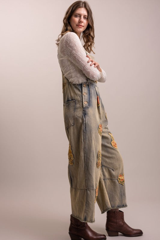 Whimsical Patch Overalls