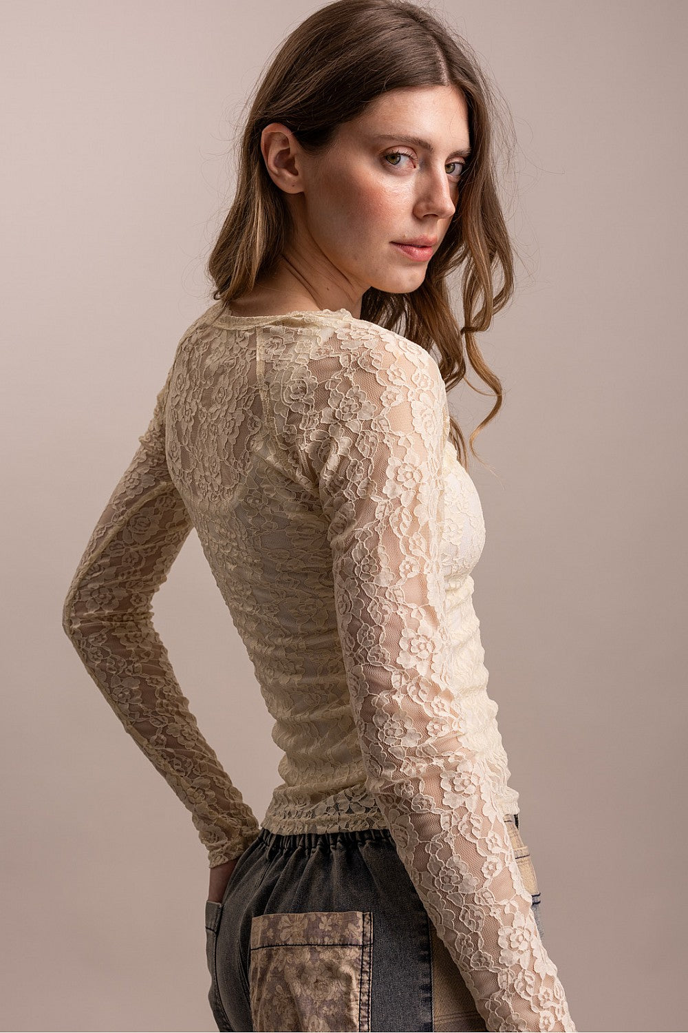 V-Neck Lace Top