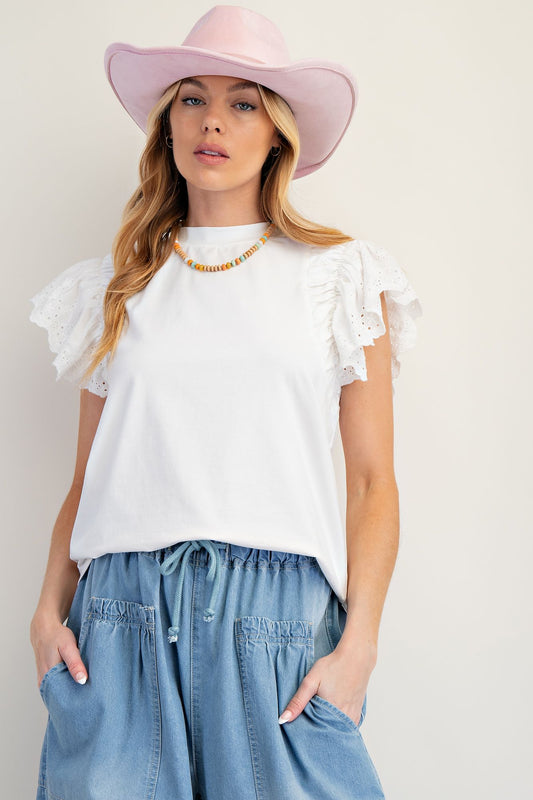 Eyelet Lace Wing Top