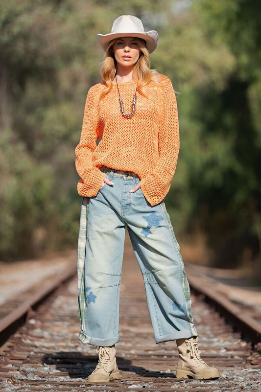 Plaid Mix Star Denim