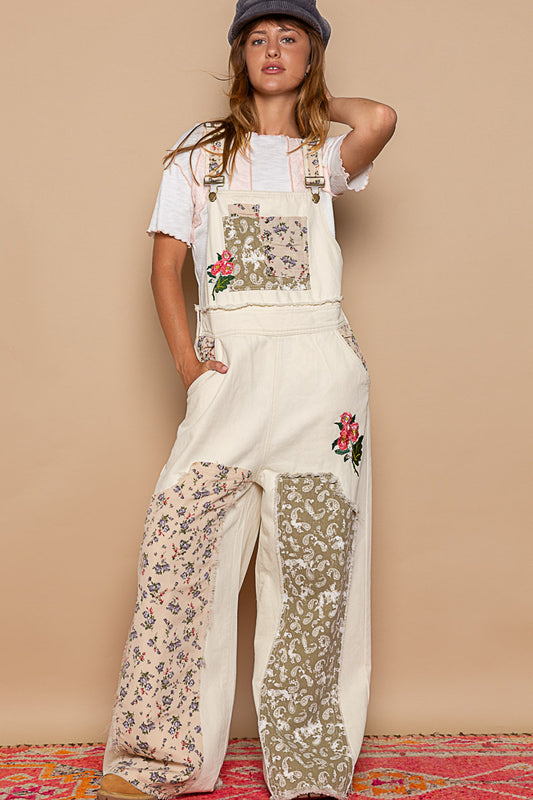 Embroidered Patchy Overalls