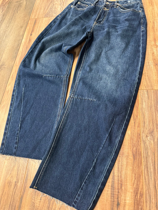 Dark Wash Barrel Jean