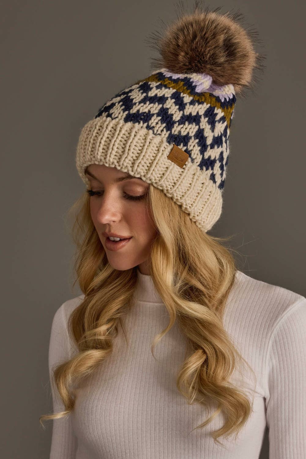 Lilac, Beige & Navy  Hat