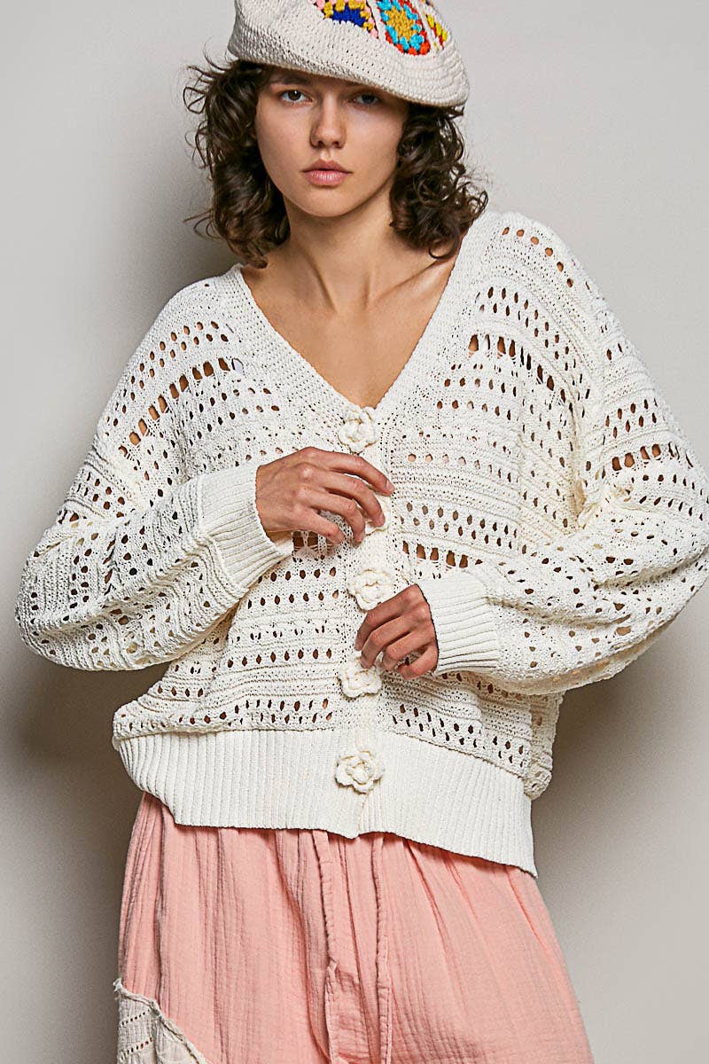 Pol: Flower Button Cardi