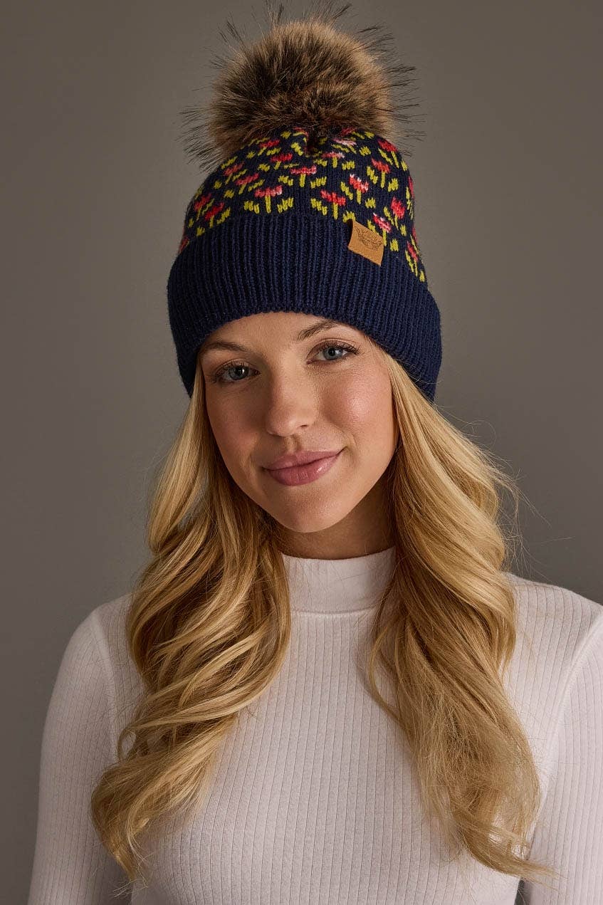 Navy Flower Hat