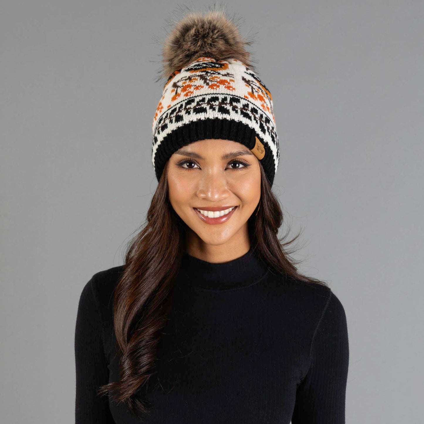 Black & Cream Bird Hat