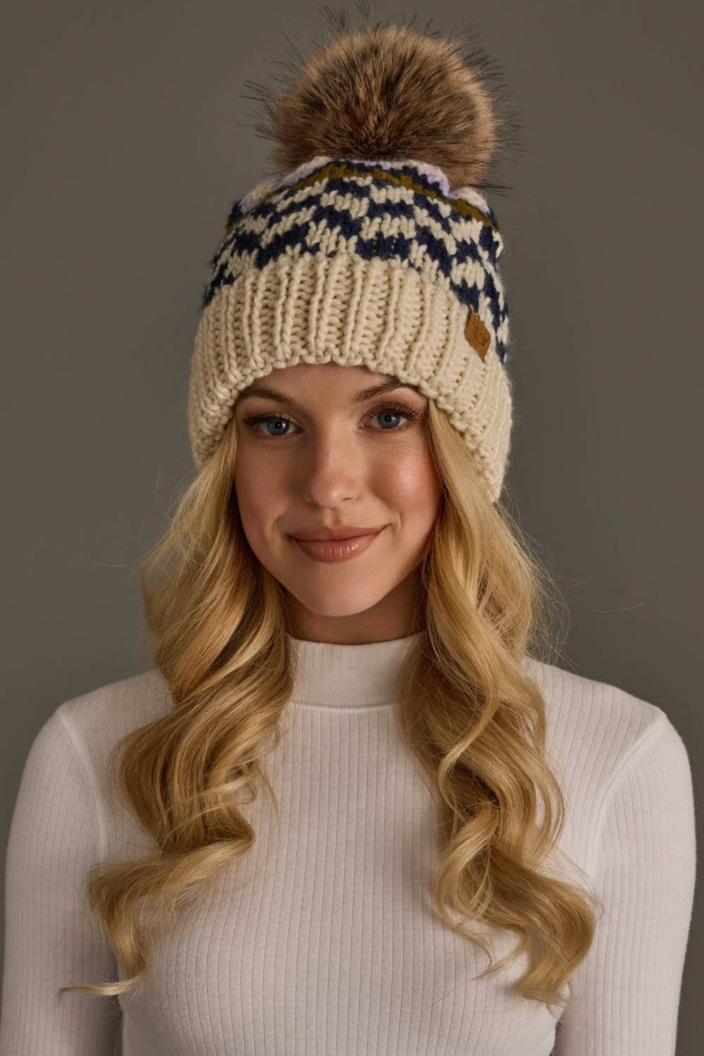 Lilac, Beige & Navy  Hat