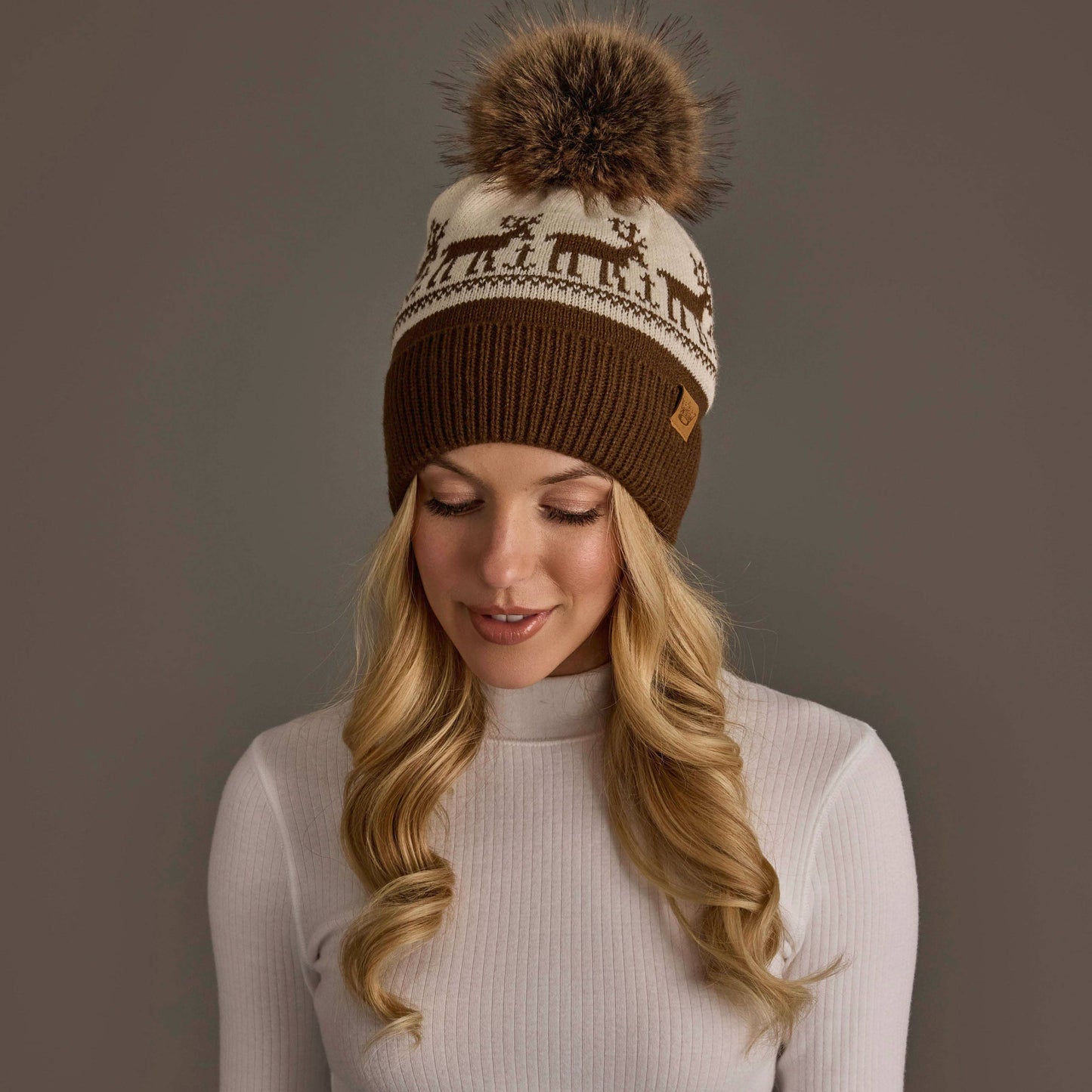 Brown & Beige Deer Hat
